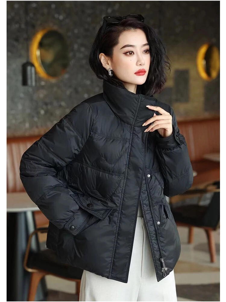 2023 Autumn Winter Women New Korean Solid Color Casual Small Figure Slim Fashion Warm Lightweight Thin Down Jackets Zipper Coat