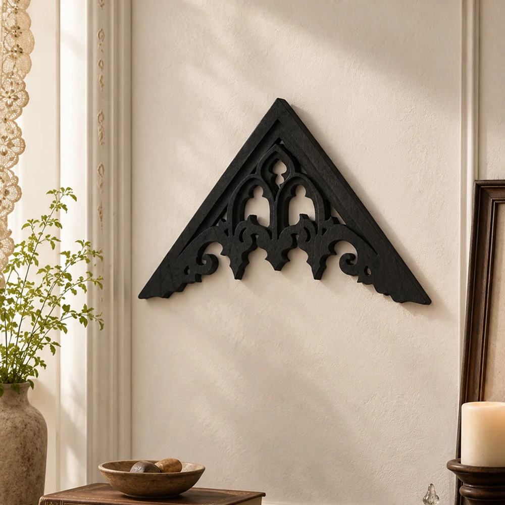 Cross-Border Dark Gothic Triangular Carved Wall Decor for Retro Home Use