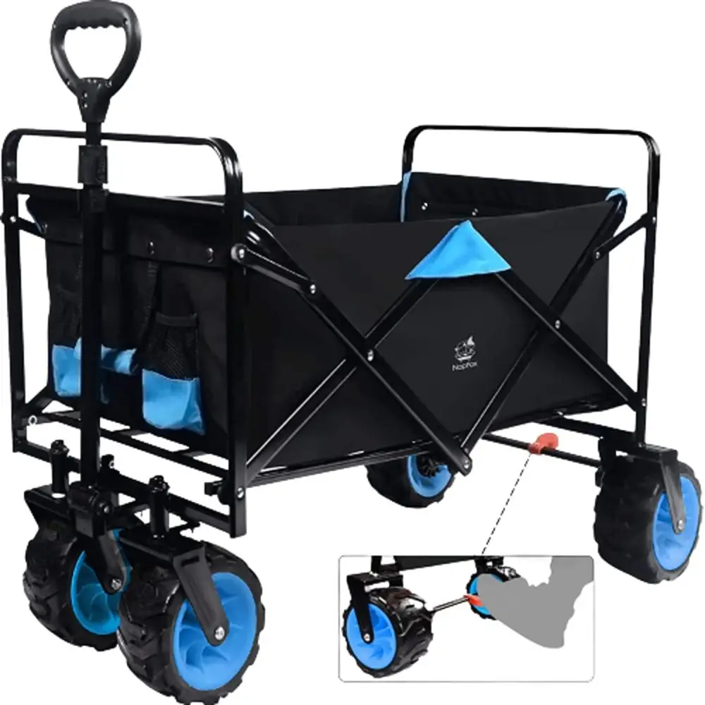 Collapsible Heavy Duty Beach Wagon Cart Outdoor Folding Utility Camping Garden Beach Cart with Universal Wheels Adjustable