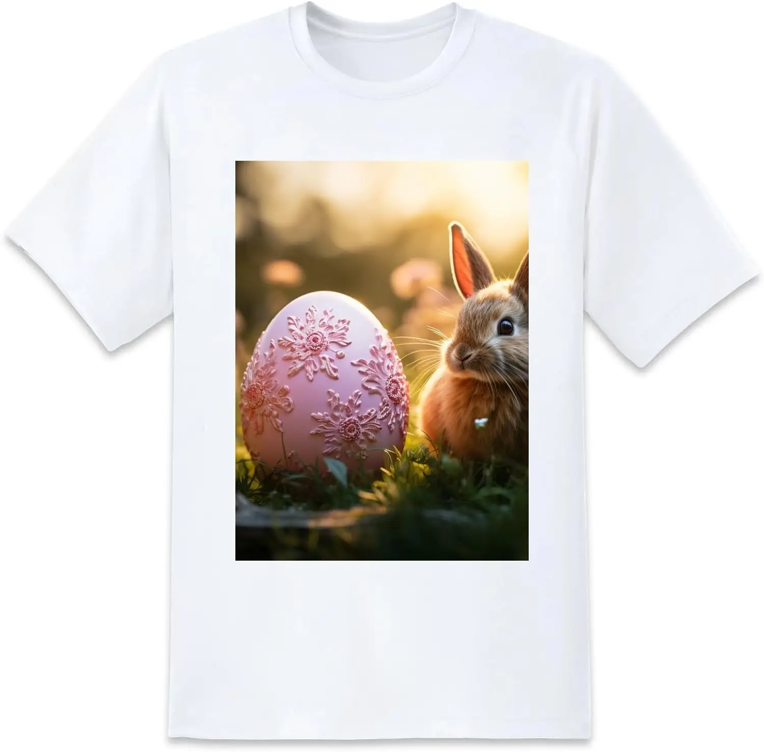 Easter Egg Mens Black T-Shirts Short Sleeve Crew Neck Women T-Shirt Loose Fit Soft Tees for Men Lightweight X-Small