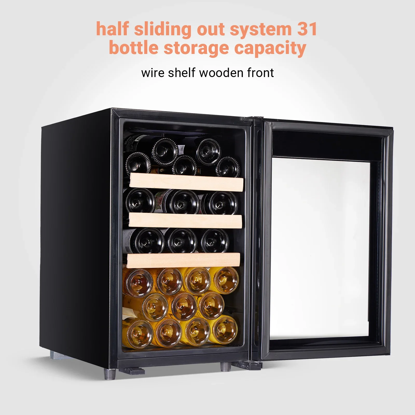 31-бутыльный шкаф для черного вина, охлаждаемый винный погреб, подходящий для барной семьи