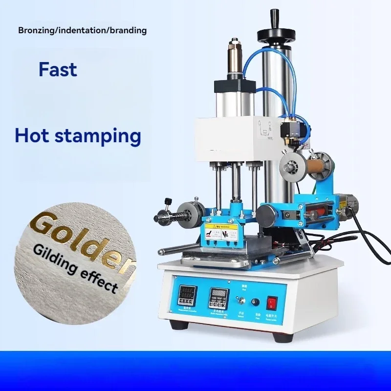 

2025 Hot Stamping Machine Pneumatic Roll Paper Hot Press Printing Machine Leather LOGO Wood Imprint Machine Copper Mold