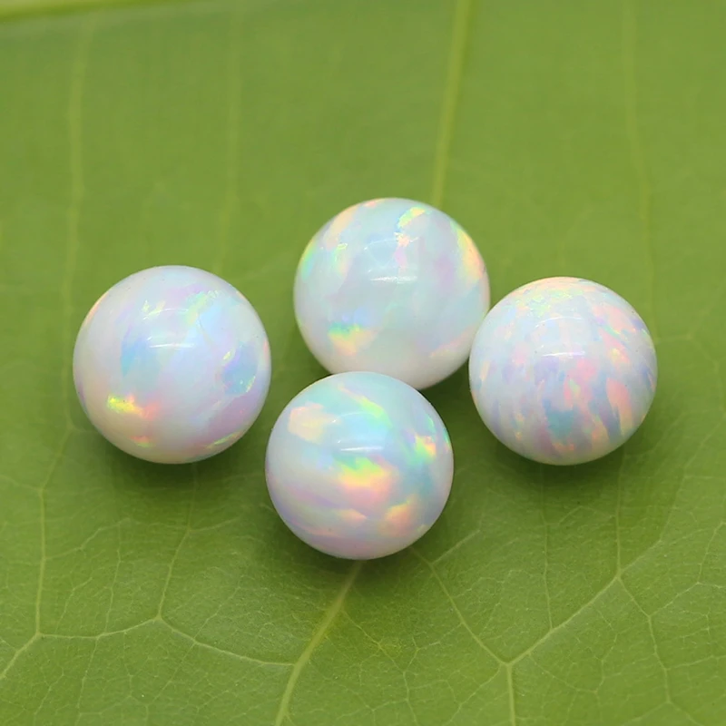 Synthetic Opal Round Beads Cabochon OP17 White Fire Opal Stone 3mm 4mm 5mm In Stock For Jewelry