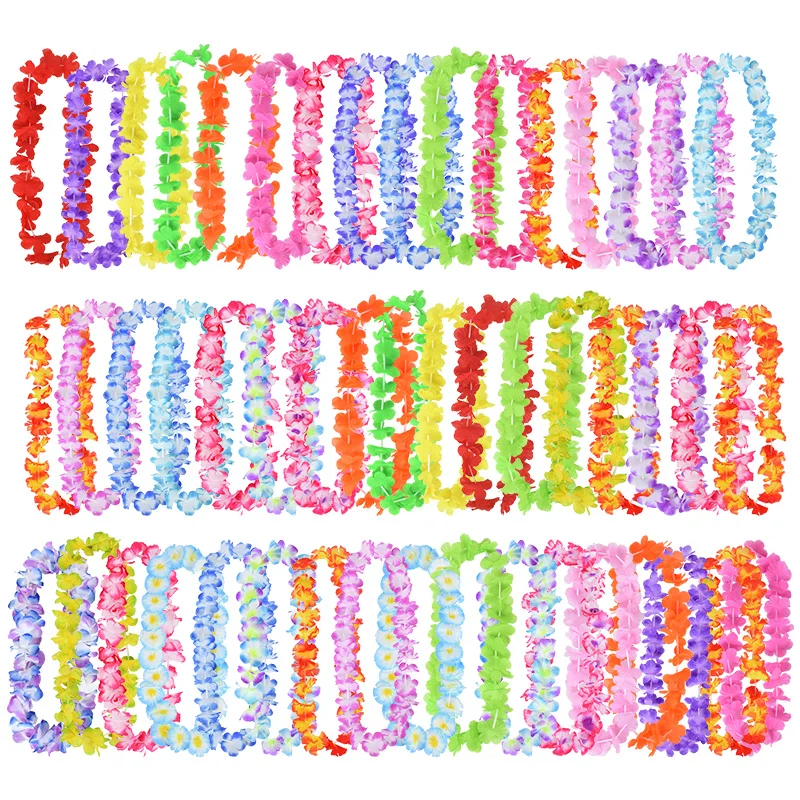 10/20/50pcs Hawaiiaanse Bloem Krans Ketting Zomer Tropische Verjaardagsfeestje Decoratie Luau Bruiloft Kunstbloem Garland Lei