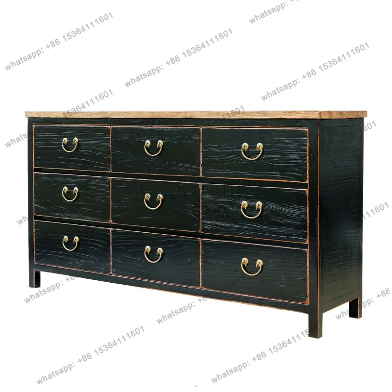 

New Chinese multi-functional drawer storage cabinet solid wood nine chest cabinet