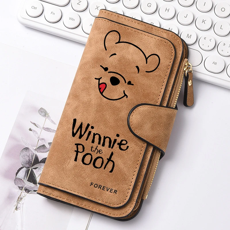 

Кошелек-портмоне Winnie на молнии с пряжкой, сумка-кошелек для монет, из мягкой искусственной кожи, с отделениями для карт, повседневный, в подарок