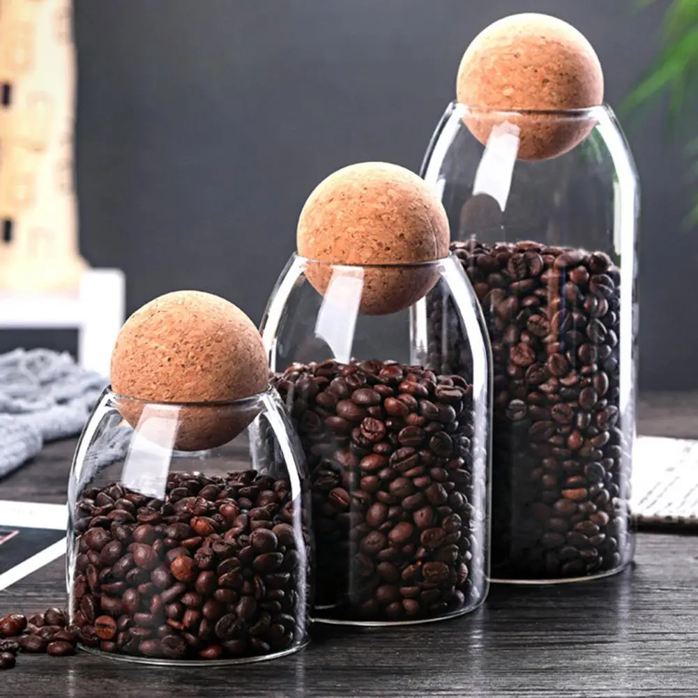 Practical Storage Bottle Waterproof Food Jar Sealed Cork Stopper Bean Sugar Glass Jar Durable