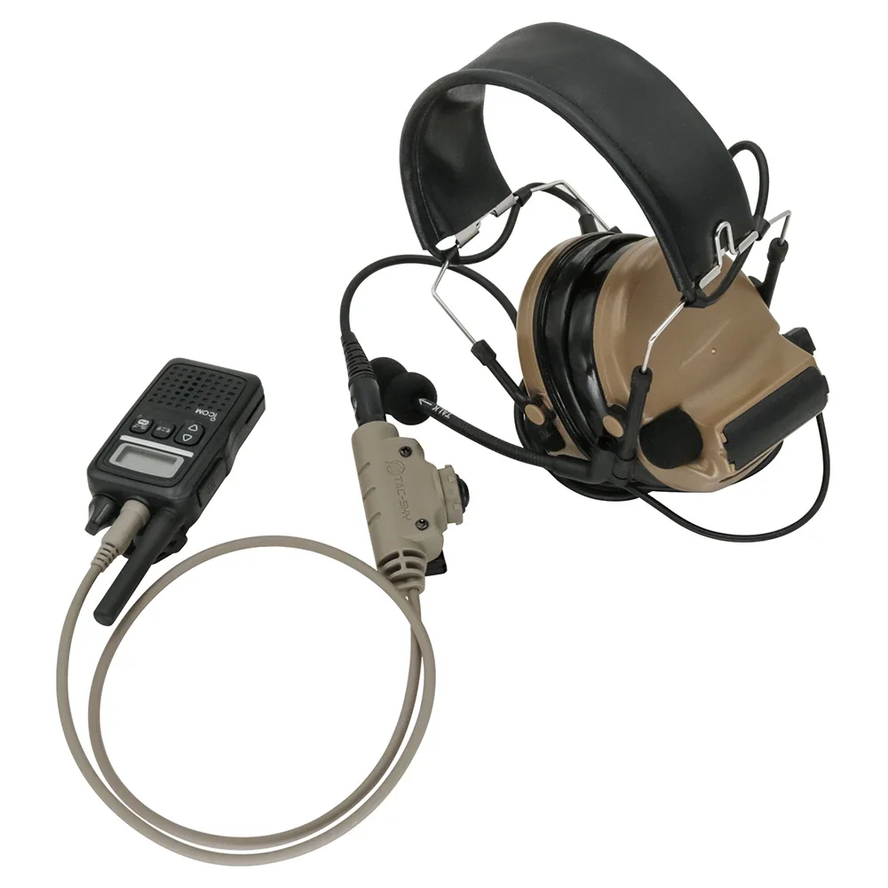 TAC-SKY Tactical Shooting Headset U94 Ptt V2 Headphone Ptt for PELTOR COMTAC / MSA SORDIN Tactical Headset for Yaesu Vertex Plug