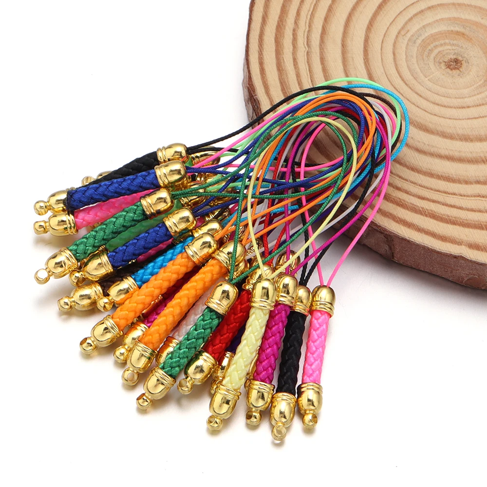 SAUVOO 10pcs/lot Multicolor Braided Lanyard Mobile Phone Chains Key Ring Chains For DIY handmade Bag Hang Rope Keychain