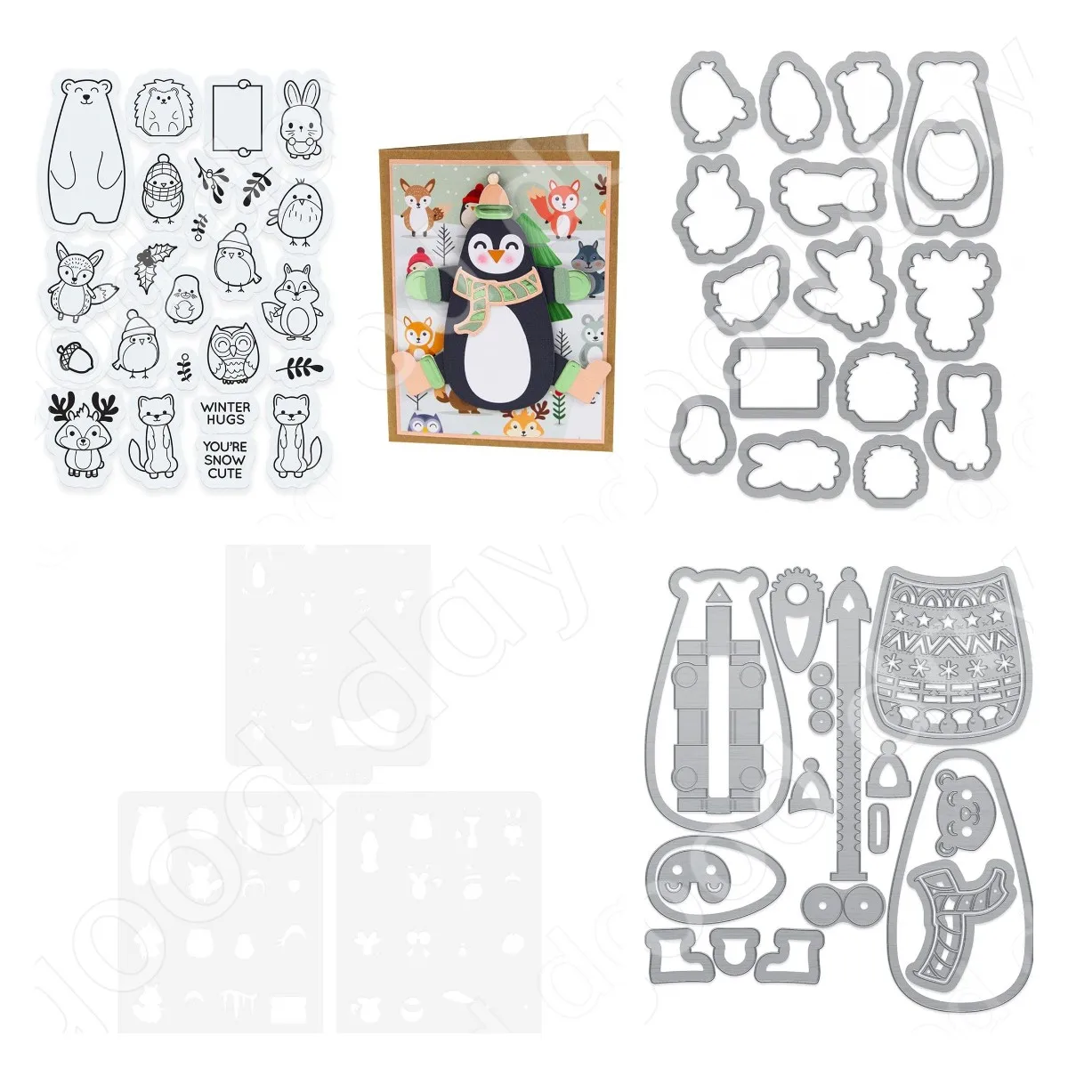 

Cute Animal Holiday Cutting Dies Stamps Stencils Scrapbook Journal Decoration Embossing DIY Greeting Card Handmade