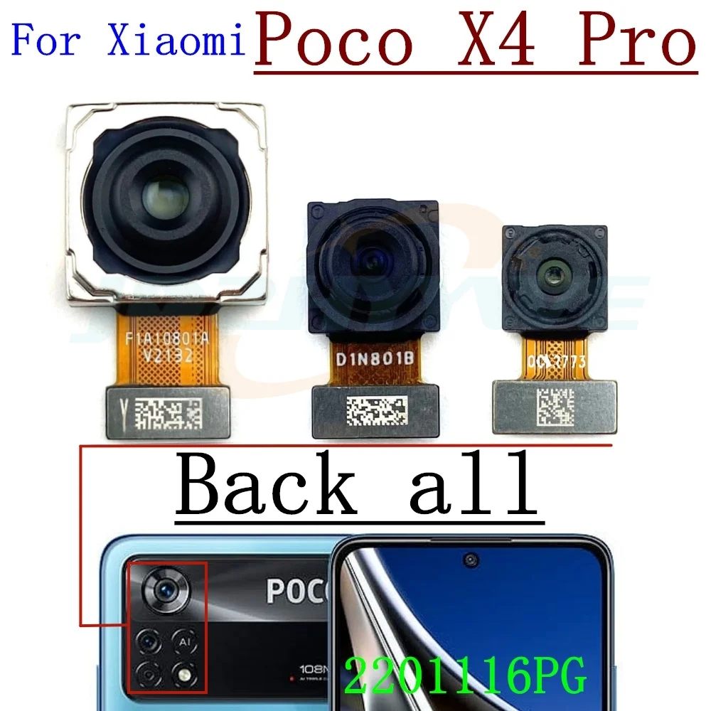 Rear Front Camera For Xiaomi Poco X5 X4 Pro X5pro Frontal Selfie Facing Main Back Wide Camera Module Flex Cable Parts