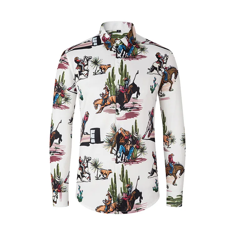 

High Quality Comfortable Shirt Beach Sun Casual Slim Fit Fashion Mens Shirt Fashion Long Sleeve Shirt 3d Printed Floral Patterns