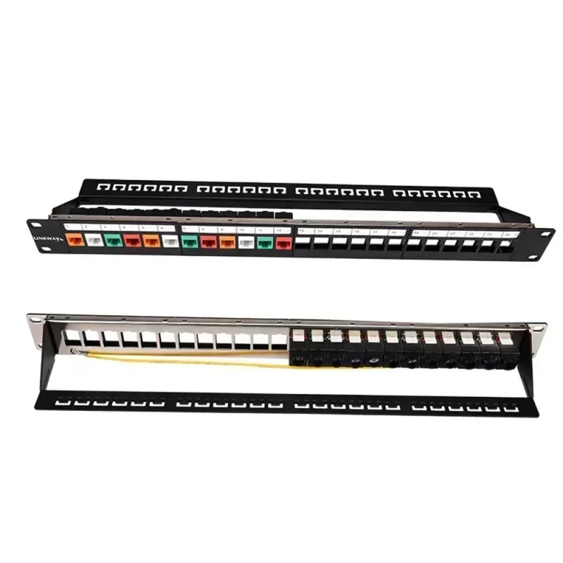 19 inch Patch Panel Frame RJ45 24 Port Ethernet Rack Keystone Jack Cat5e Cat6 Cat6A Cat7 Network Cabinet Cable Internet Coupler