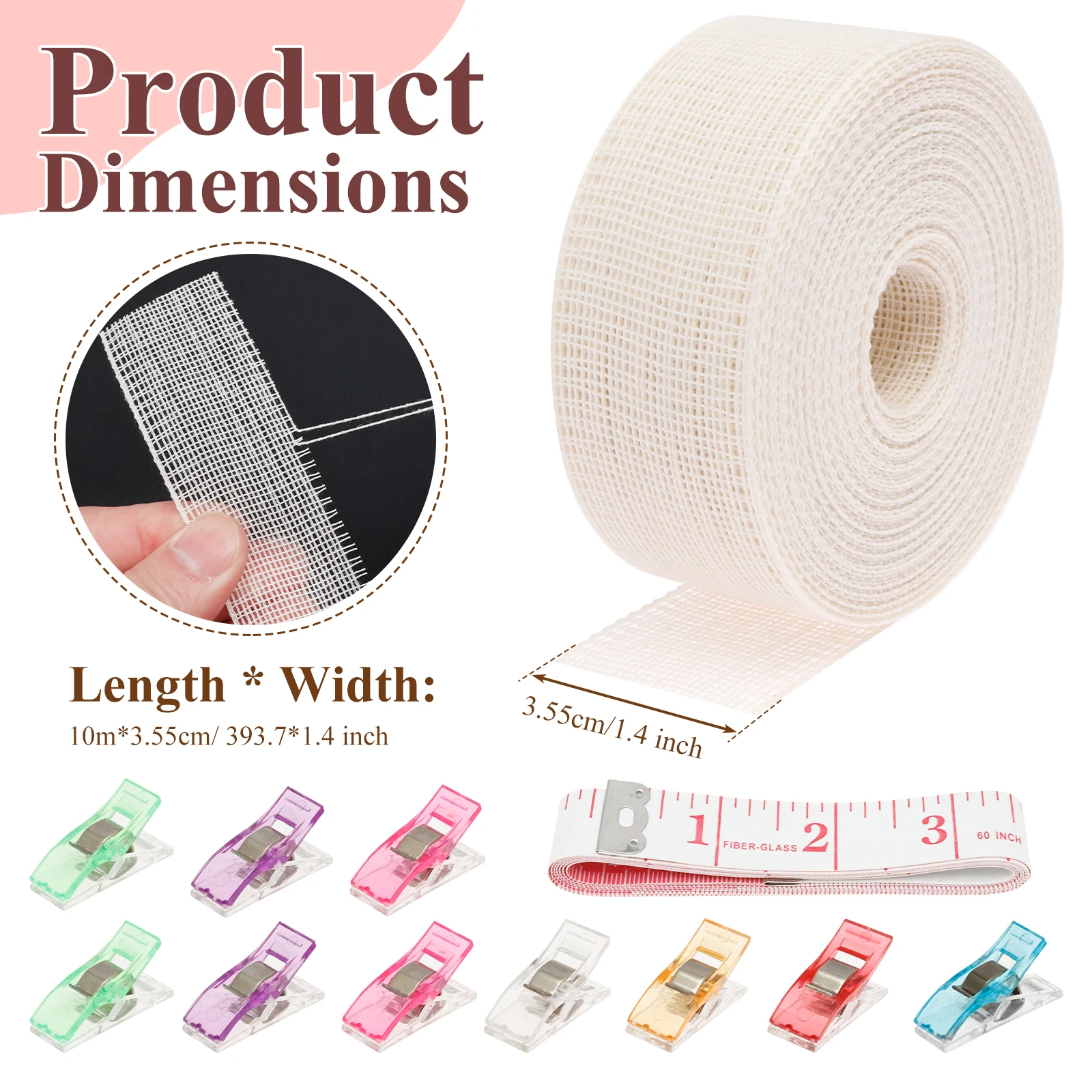 10M Fishbone Hem Tape Polyester Frills Hem Sewing Guide Tape DIY Sewing Clothing Hem Accessories for Skirts Dresses Handmade