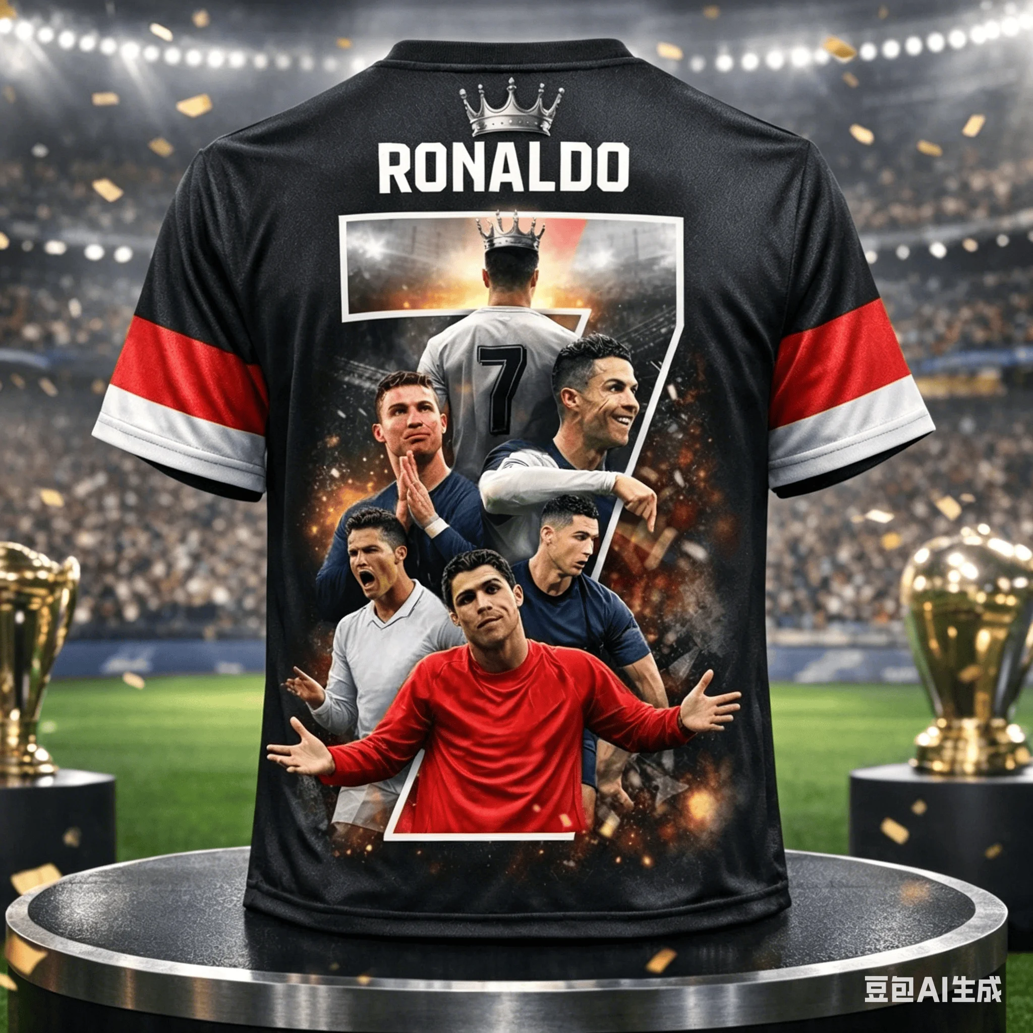 A Must-have for Fans' Families! Adult and Children's Parent-child CR7 3D Print Short-sleeve Supportive Sports Casual Wear