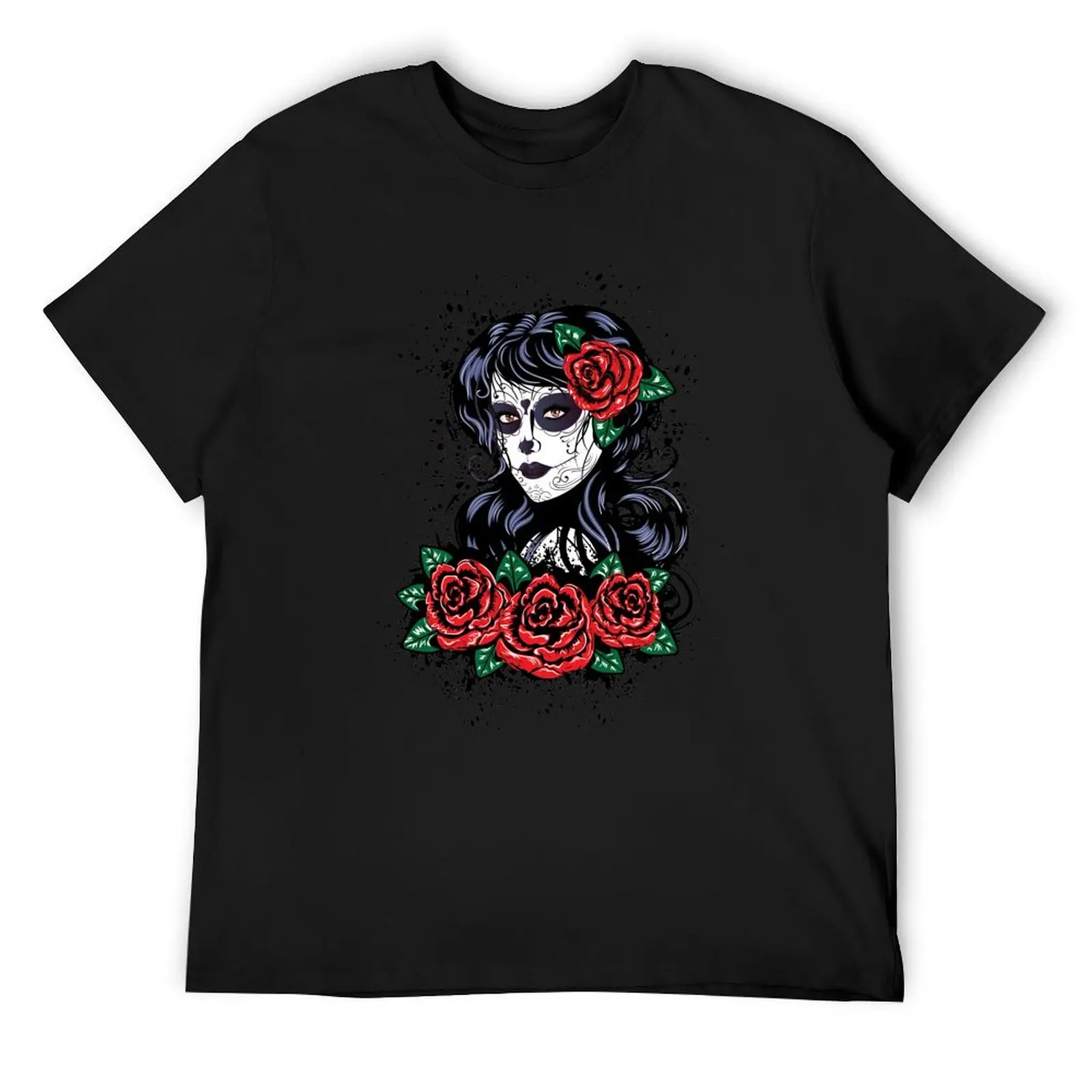 

Day of Dead Girl with red roses T-Shirt sports fans hippie clothes funny gifts mens graphic t-shirts big and tall