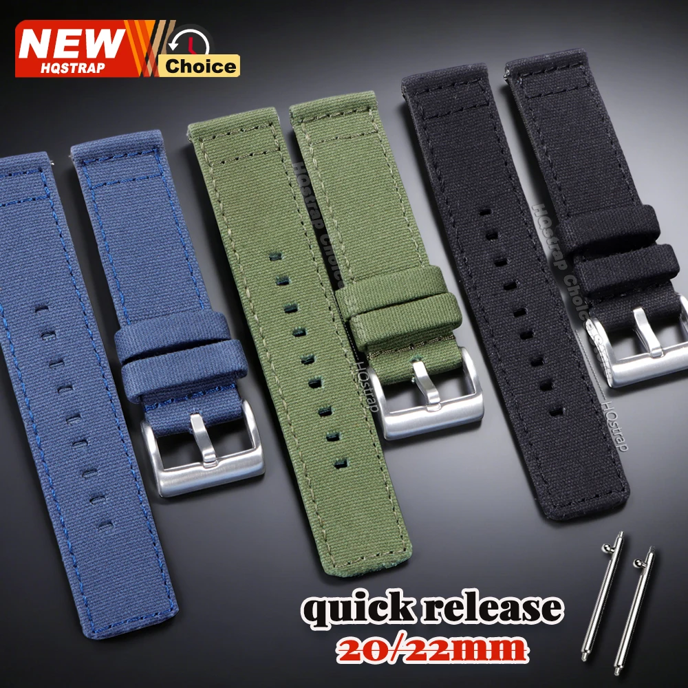 Neue 20mm 22mm Schnellverschluss-Uhrenarmbänder aus Canvas, Nylonband, weiches Uhrenarmband für Smartwatch-Zubehör, Damen und Herren, universelles Armband