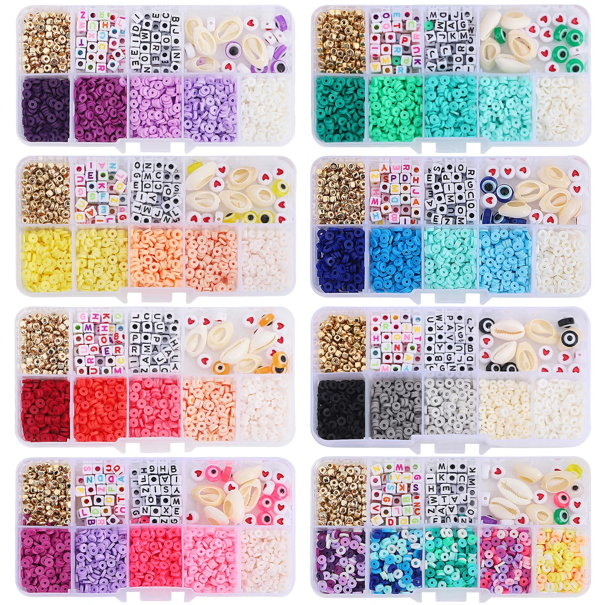 

4mm Polymer Clay & Alphabet Beads Kit 10 Grids 1350pcs/Box with Accessories DIY Jewelry Making for Bracelet Necklace Craft