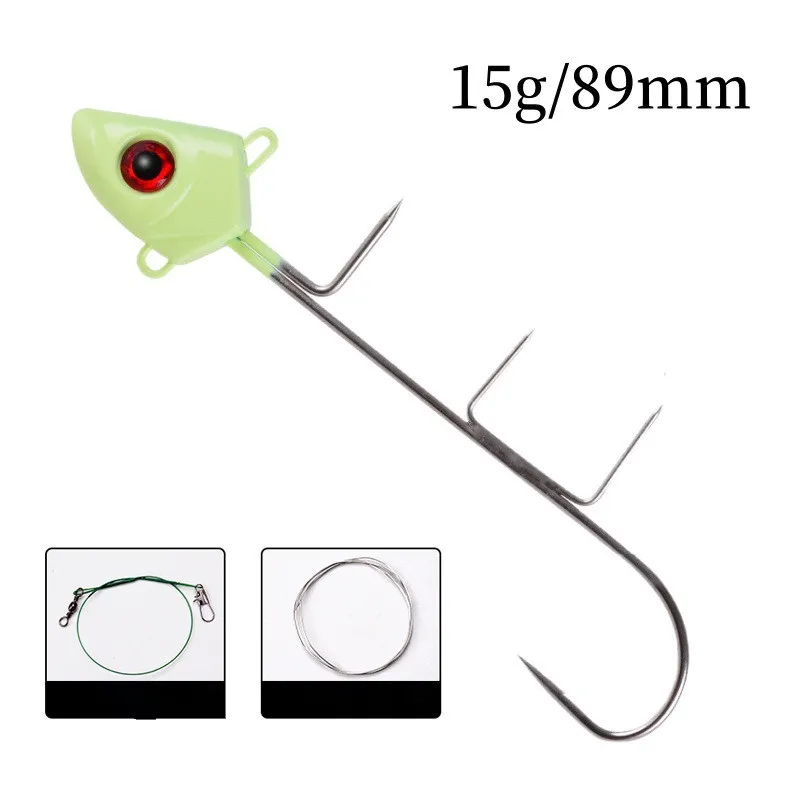 

15g/8.9cm Glow Head Fishing Hook For Ribbonfish Sea Hairtail Jig Head Fishhook 10Pcs/Lot