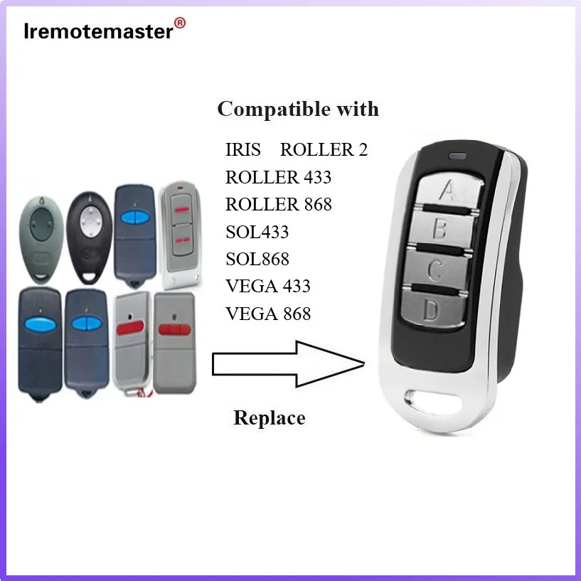 

For ERREKA IRIS LUNA2 LUNA3 RESON1 RESON2 VEGA ROLLER 433 MHz 868 MHz Garage Remote Control Command Opener