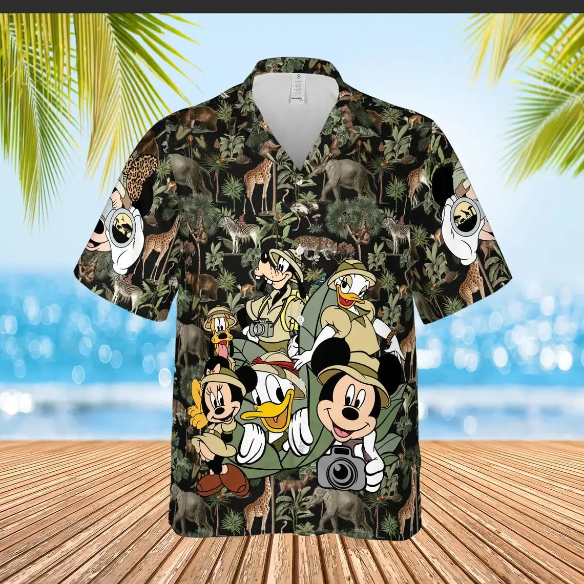 Disney-Chemise Hawaïenne à Manches Courtes pour Femme, Tenue de Plage Vintage, Aventure du Monde de la Californie