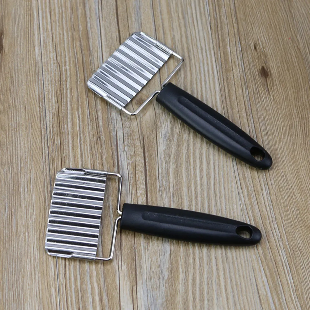 Crinkle Potato Cutter Stainless Steel Knife Manual French Fry Slicer for Veggie Fruit Cutting Salad Garnish Handmade view 5