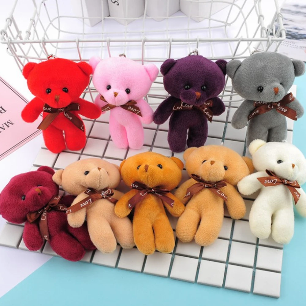 

Mini Plush Toys Bear Dolls Pendant PP Cotton Soft Stuffed for Party Wedding Keychain Bag Pendant Teddy Gift 12CM