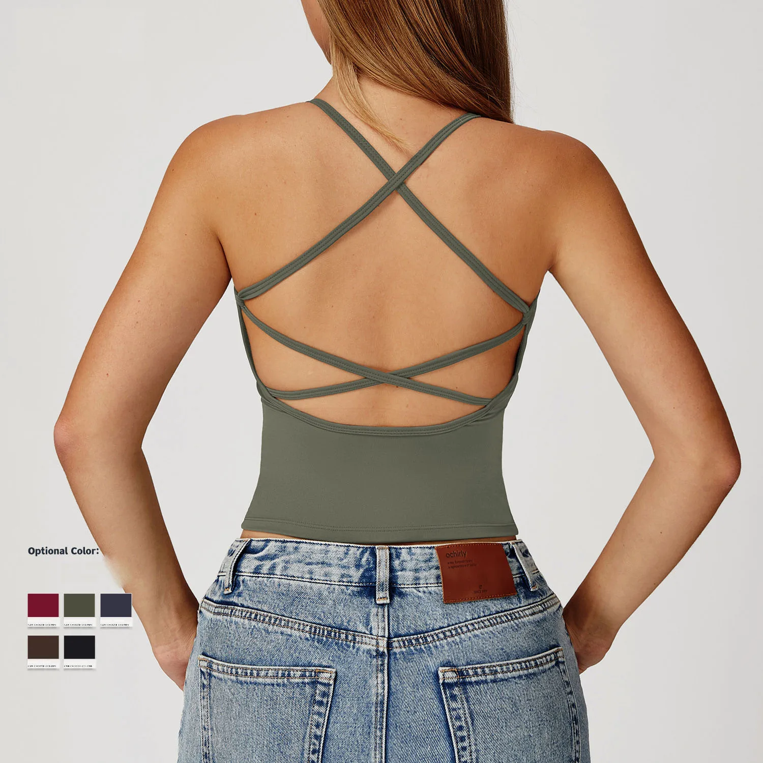 

Seamless Yoga Sports Bra Cross Back Breathable Quick-Dry Workout Tank Top for Running Gym Fitness Active Wear