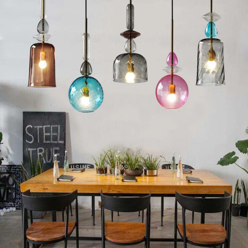 Imagem -04 - Modern Color Candy Pendant Lights Nordic Creative Glass Hang Lamp para Sala de Estar Restaurante Café Iluminação Doméstica Luminárias de Cozinha