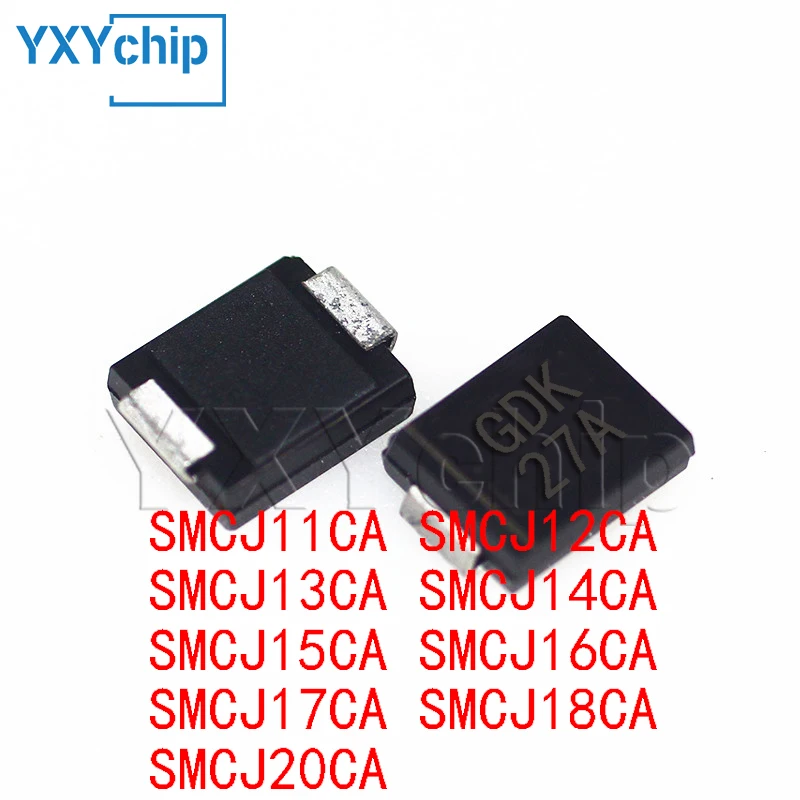 20PCS SMCJ11CA SMCJ12CA SMCJ13CA SMCJ14CA SMCJ15CA SMCJ16CA SMCJ17CA SMCJ18CA SMCJ20CA SMC (DO-214AB) 1500W Smd Tvs Diode