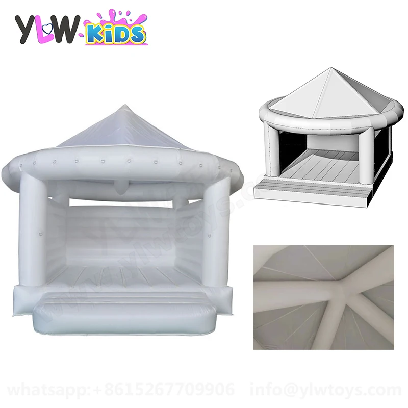 

YLWCNN Inflatable White Bouncer House Kid Air-Filled Toy Garden Castle Baby Inflatable Trampoline Party Game Wedding Bouncy