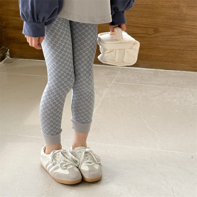

2025 Spring Autumn New Toddler Girls Korean Style Cotton Printed Elastic Waist Leggings
