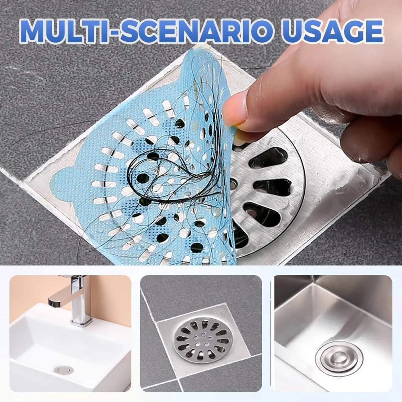 30pcs Floor Drain Sticker Insect-proof Self-adhesive Bathroom Hair Filter Net Sewer Filter Kitchen Anti-blocking Mesh Net