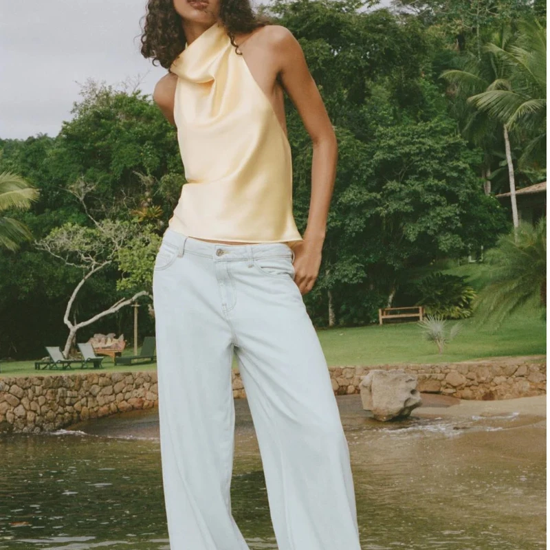 الحرير الساتان الملمس الرسن القمم أكمام زر سترة بلون الصيف أنيقة امرأة قبالة الكتف مثير أزياء LadyTops