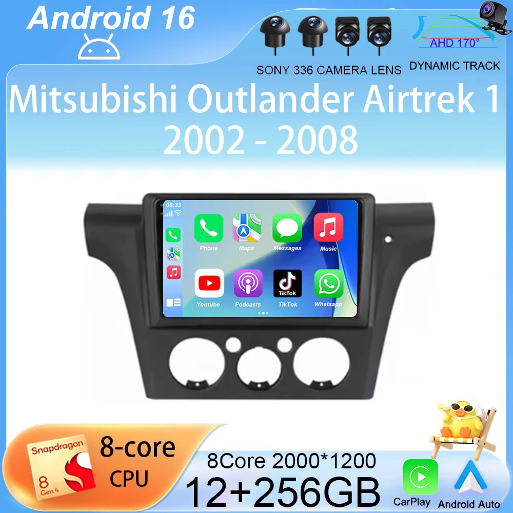 

Android 16 Car Radio Carplay For Mitsubishi Outlander Airtrek 1 2002 - 2008 Multimedia 4G Wifi GPS DVD 2 Din Autoradio Stereo