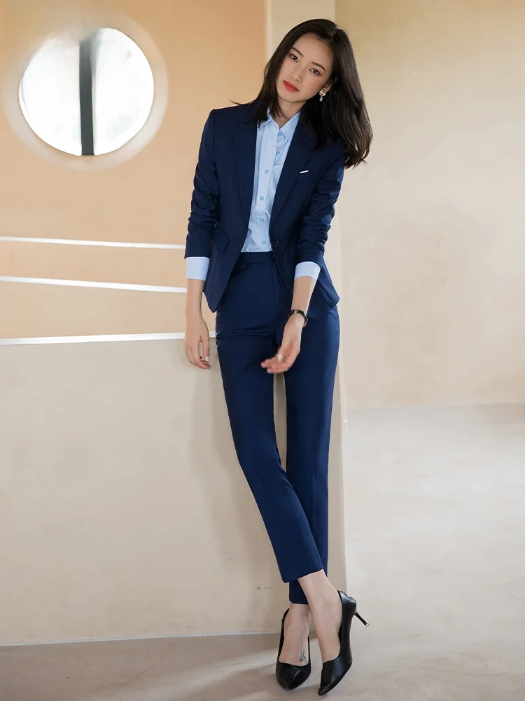 Professionele Ele Blue Long Sve-pakset voor dames en heren Herfst nieuwe collectie werkkleding polyester en viscosevezel