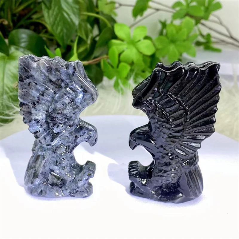 7.8CM Natural Crystal Quartz Eagale Carving Stones Room Ornament Hand Carved Reiki Figurine Healing Aquarium Home Decor