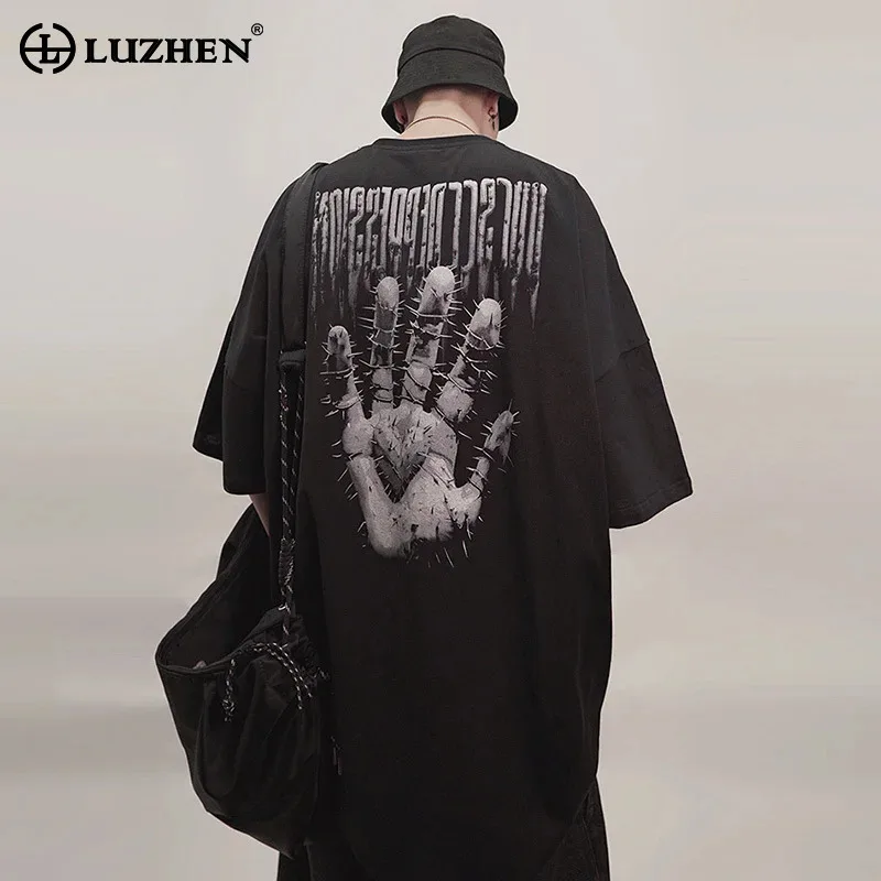 

LUZHEN Half 2025 Summer Street Sleeve Personalized Printed Loose Tops Men's Stylish Original High Quality Male T-shirts JY2628