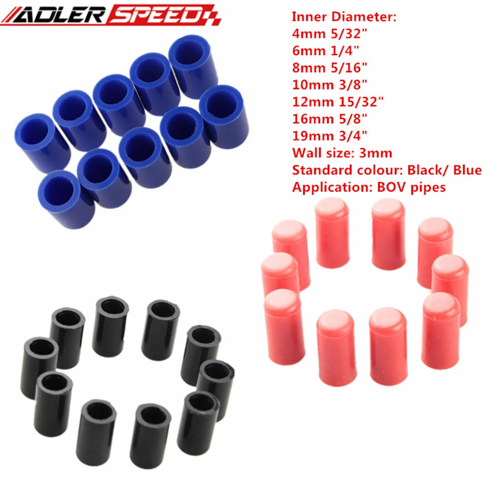 10PCS  4 6 8 10 12 16 19 25 28MM Silicone Vacuum Blanking Cap Air Intake Hose Tube Pipe Ends Bung Plug Black/RED/BLUE