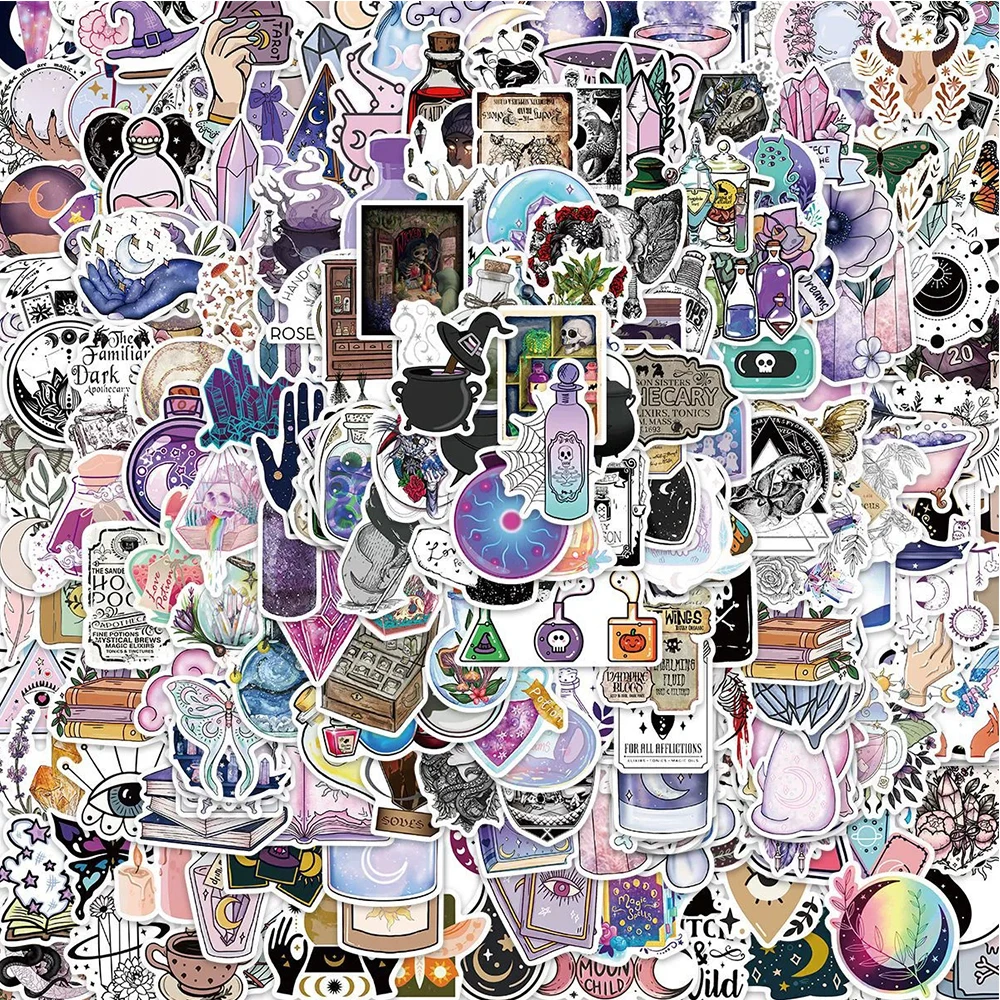 10/50/100/200/300pcs Cartoon Witch Potion Magic Stickers Aesthetic Graffiti Sticker Water Bottle Luggage Phone Cool Decals Pack
