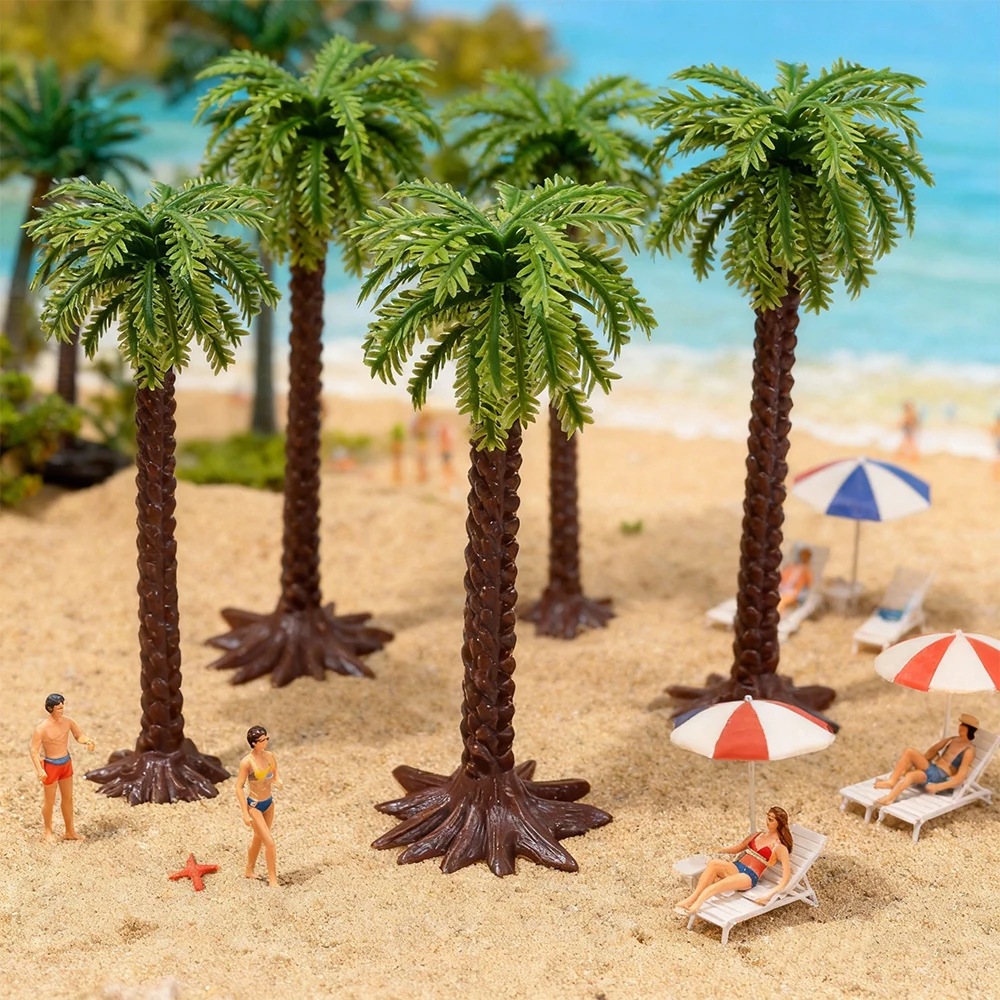 10 stuks miniatuur cocunt palmboom model DIY bos strand park regenwoud spoorweg decor landschap gebouw landschap accessoires