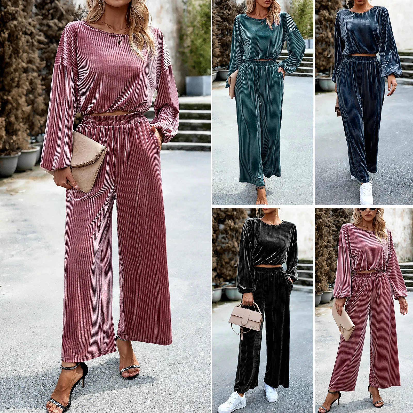 

Women's Clothing Velvet Fashion Suit Women's 2025 Autumn and Winter Casual Two-piece Set Conjuntos Feminino Elegante