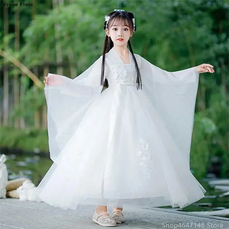New 2024 Chinese Hanfu Dress Girls Ancient Hanfu Children Carnival Halloween Cosplay Costume Colorful Hanfu Dress For Girls Kids