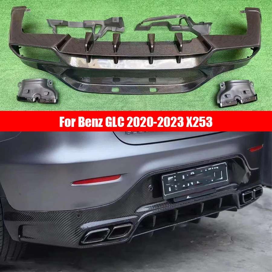 For Mercedes Benz GLC Class coupe W253 2020-2023 Carbon Fiber Car Rear Bumper Diffuser Splitters Spoiler Back lip body kit