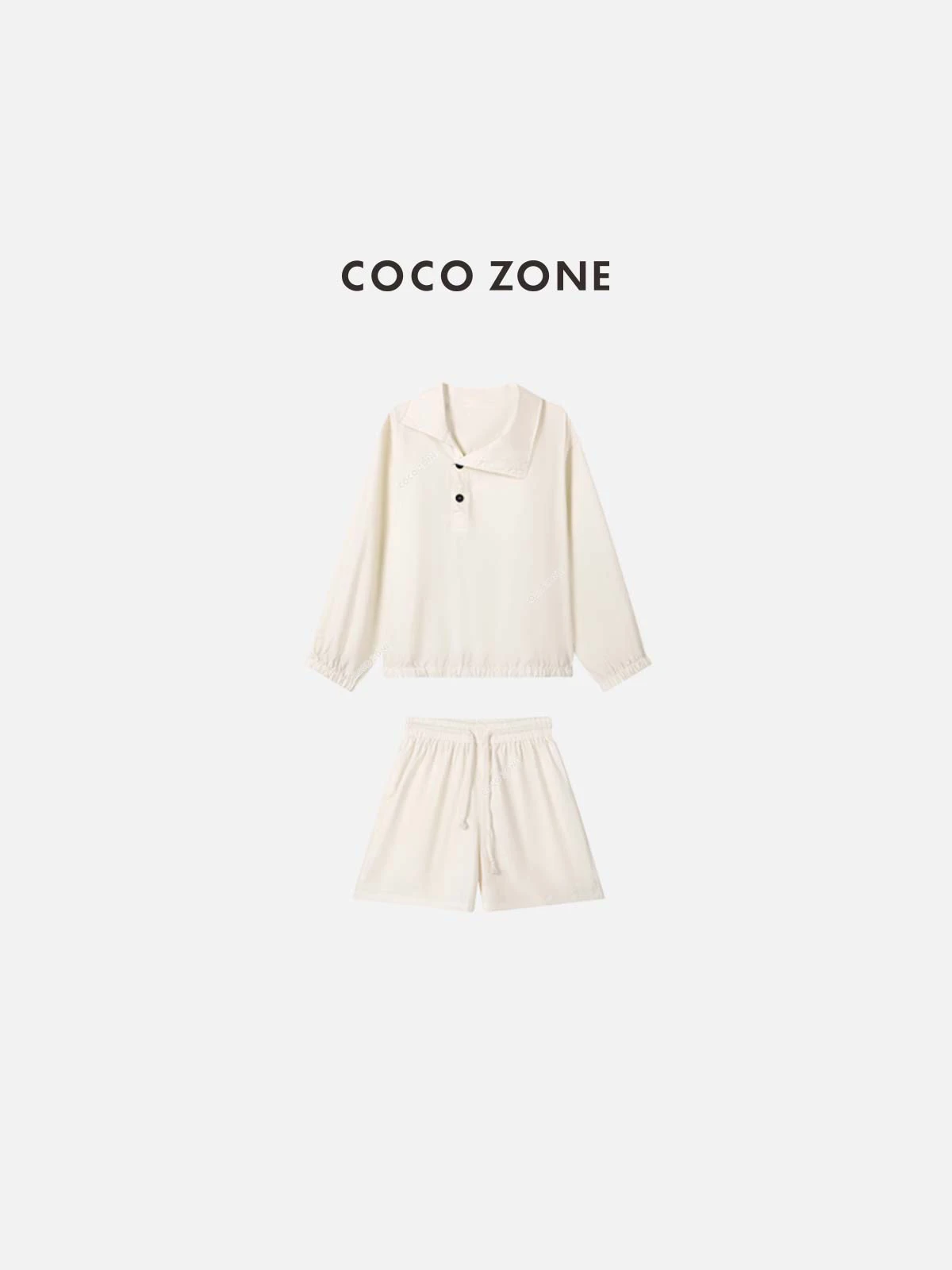 

Zone Asymmetric Collar Button Long Sve Travel Dstring Elastic Waist orts Women's Faion Set Cotton Long Sve irt...