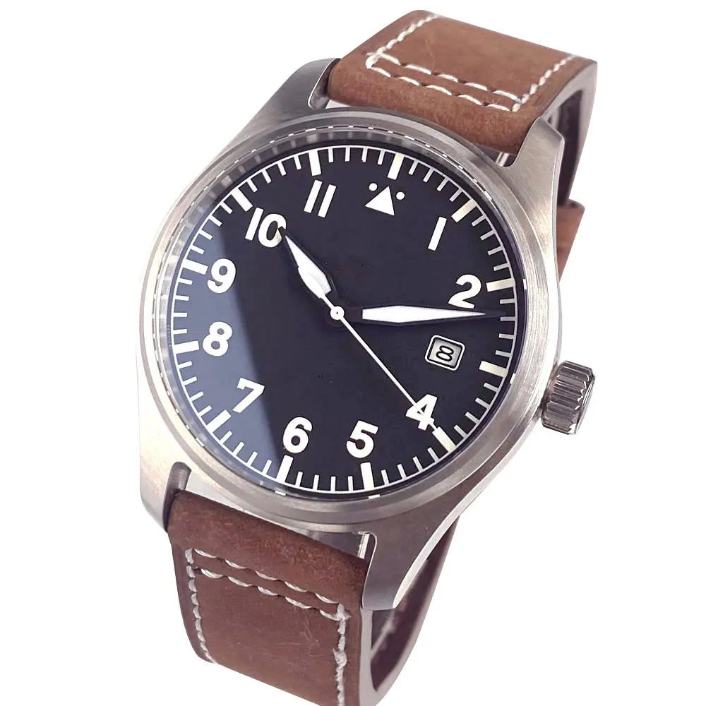 تخصيص NH35A التلقائي ساعة رجالية الطيار الساعات الغوص 39 مللي متر 200 متر مقاوم للماء الياقوت الزجاج مضيئة تاريخ 316L الصلب