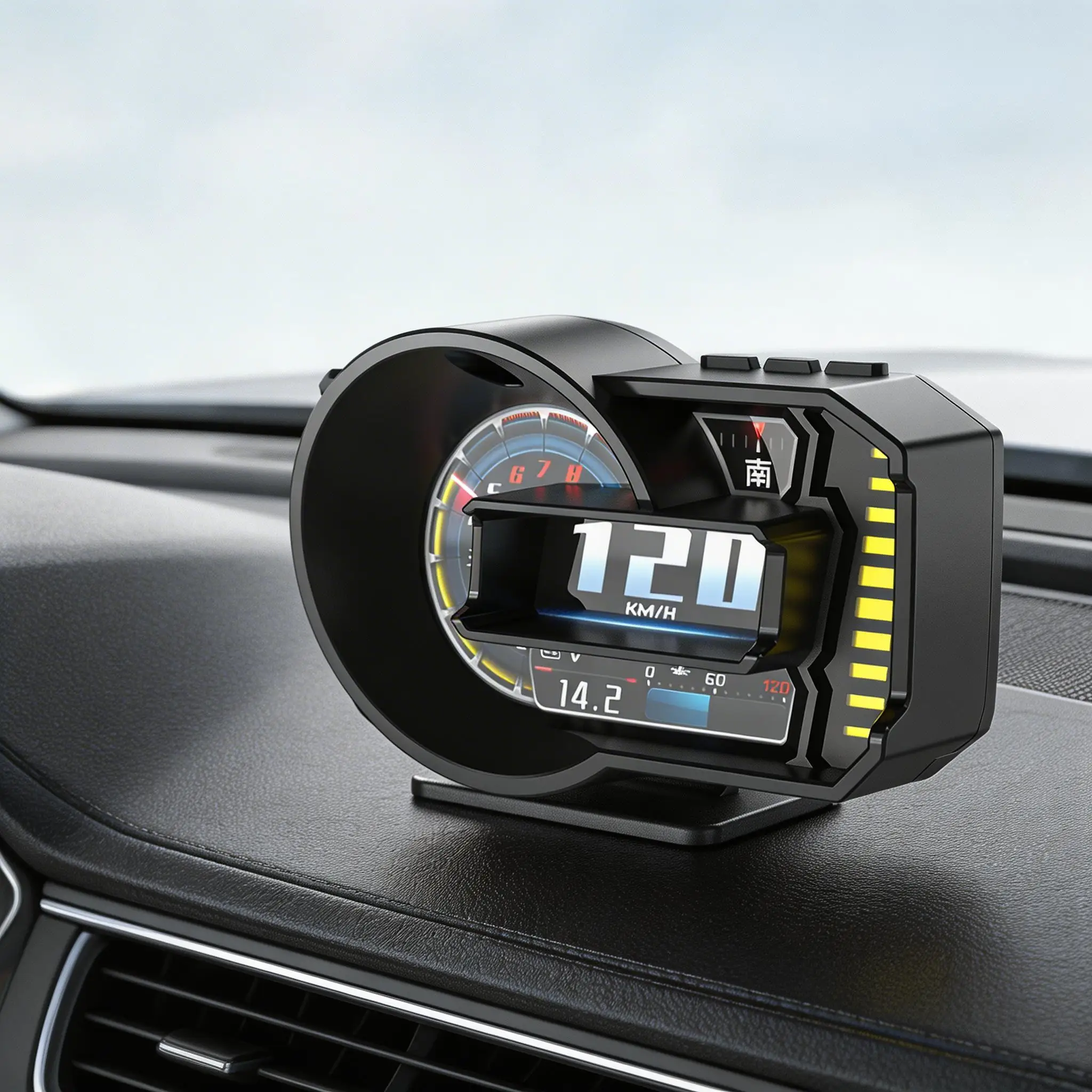 Car OBD2+GPS Car Head-up Display Smart on-board Computer Digital Speedometer Slope Meter Tachometer Water&Oil Temperature Meter