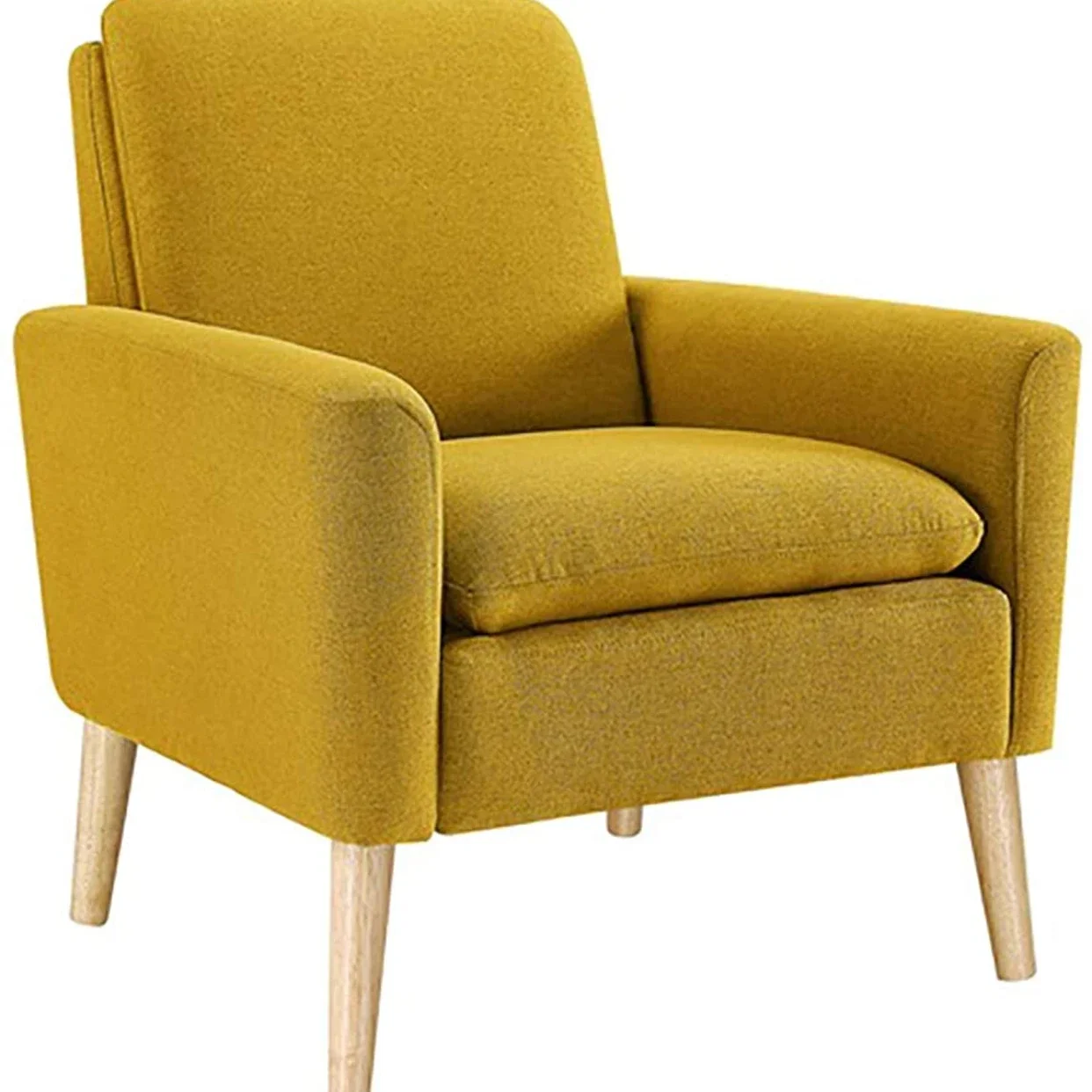 Modern Accent Fabric Chair Single Sofa Comfy Upholstered Arm Chair Living Room Furniture Mustard Yellowc