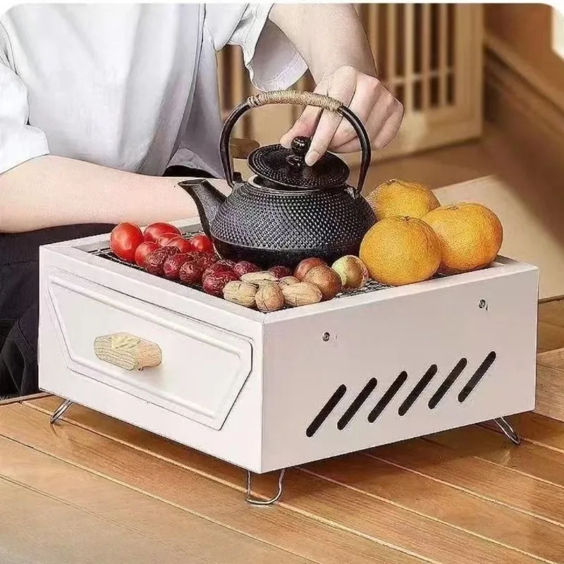 

Household Camping Patio Grill Outdoor Portable Charcoal Grill Square Stove Camping Brazier for Making Tea