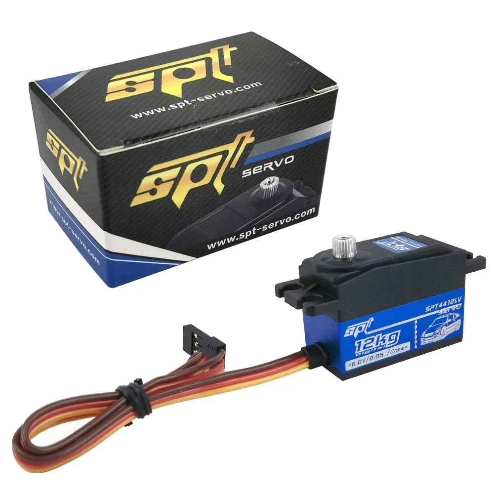 Servo digital de cuerpo corto SPT 4412LV 12KG 180 °   Metal Gear Servo brazo metálico de perfil bajo para 1/10 1/12 RC Car SCX10 TRX4 ala fija